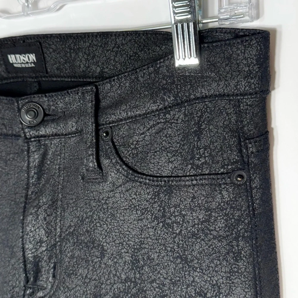 Hudson Black Crackle Ponte Knit Mid Rise Full Length Ankle Skinny Pants 4, 27